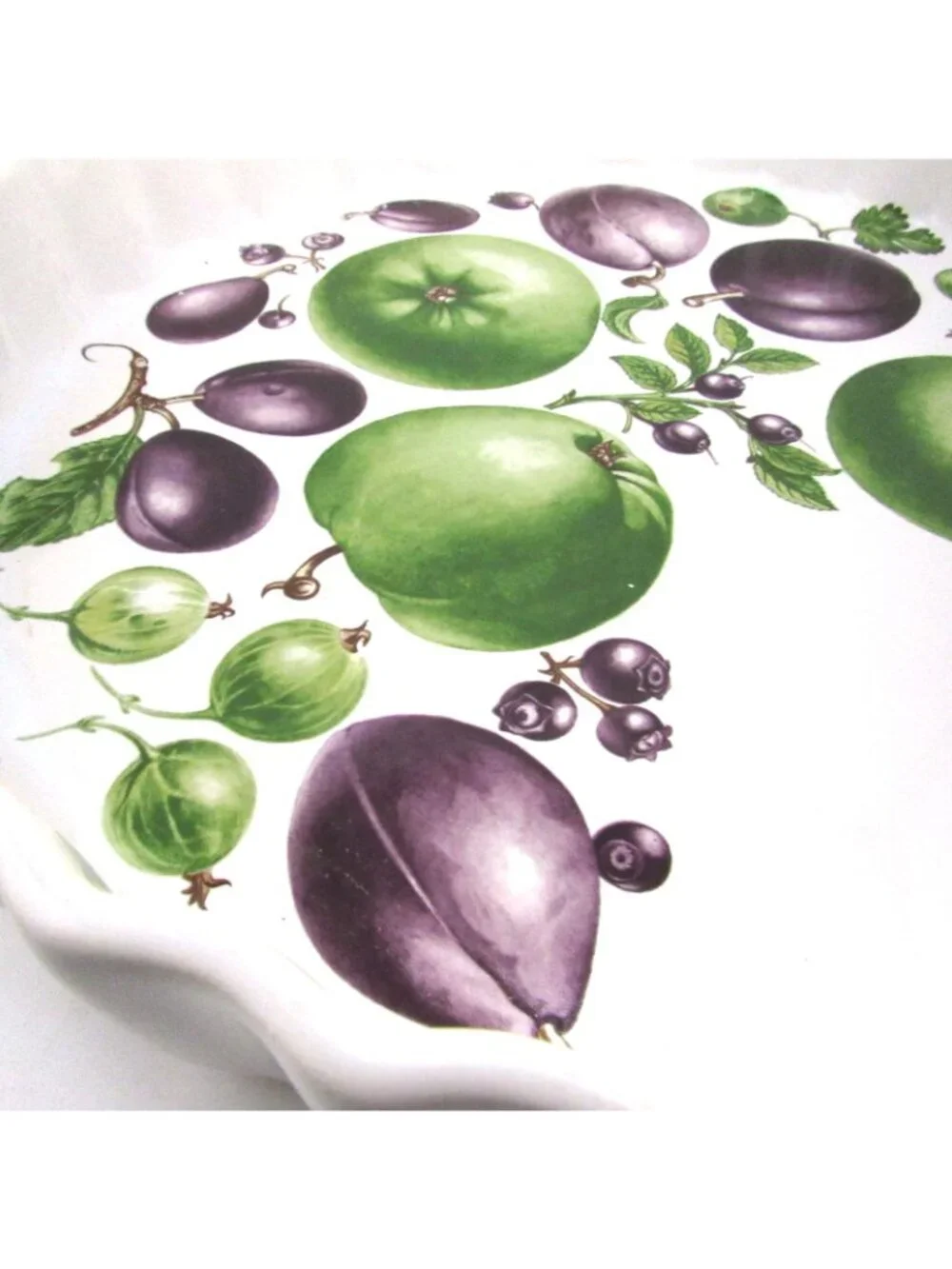 Harvest Festival Hand painted apples plums 10” Quiche Pie Flan Baking Dish Pan